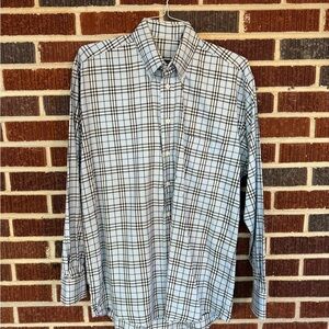 Burberry Blue, Black and White Checkered Shirt